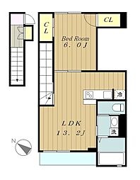 メルヴェーユ町田 2階1LDKの間取り