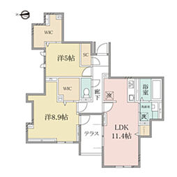 レジェンス元住吉 2LDKの間取図画像