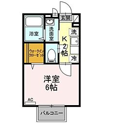 アムール元木 1Kの間取図画像