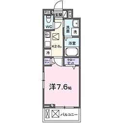 ロンフルール 1Kの間取図画像