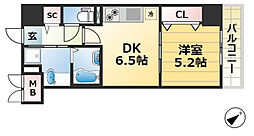JR東海道・山陽本線 三ノ宮駅 徒歩8分の賃貸マンション 4階1DKの間取り