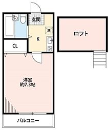 シャレー東大宮 1Kの間取図画像