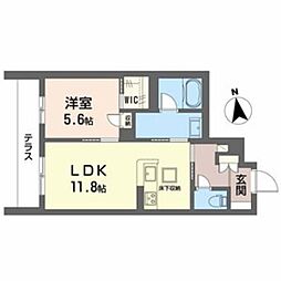 堺市北区東雲東町1丁マンション 1LDKの間取図画像