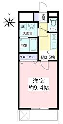 ジュエル 1Kの間取図画像