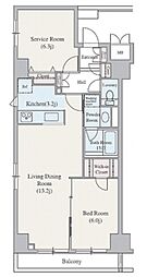 クレジデンス東銀座 2階2LDKの間取り