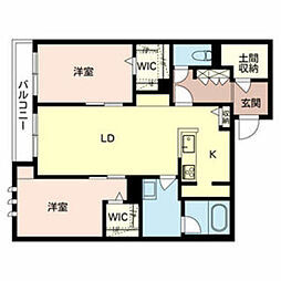 アリエッタ東三国ヶ丘 2LDKの間取図画像