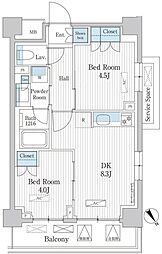 パークアクシス門前仲町テラス 2DKの間取図画像