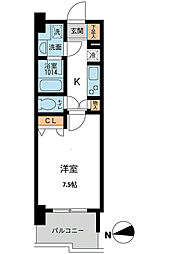 プライマル浅草橋 1Kの間取図画像
