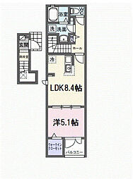 サンフィールド 2階1LDKの間取り