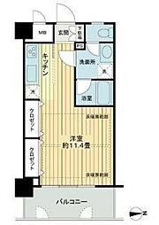 アール・ケープラザ横浜3 ワンルームの間取図画像