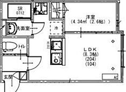 清瀬市梅園3丁目アパート 1LDKの間取図画像