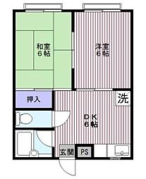 大和コーポ 2DKの間取図画像