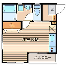 アルブル東公園 ワンルームの間取図画像