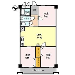 住吉建物2号館 3LDKの間取図画像