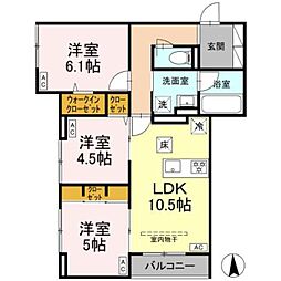 足立区鹿浜2丁目アパート 3LDKの間取図画像