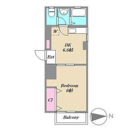 R-STYLE武蔵境 3階1DKの間取り