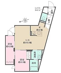グローリオシェルト杉並方南町 2LDKの間取図画像