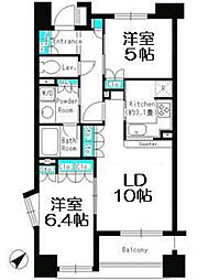 パークキューブ京王八王子2 2LDKの間取図画像