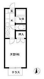 ニューシャルマン 1Kの間取図画像