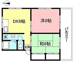 シティハイムサンクレスト 2DKの間取図画像