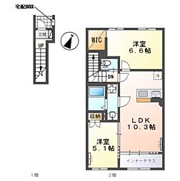 入間市狭山台 アパートA棟新築工事 2LDKの間取図画像