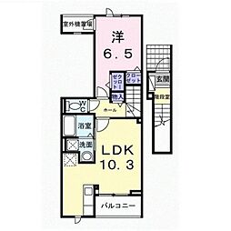 グラン・ハーモニー忠生公園 2階1LDKの間取り