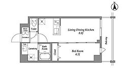 ザ・グラヴィティ新宿 4階1LDKの間取り