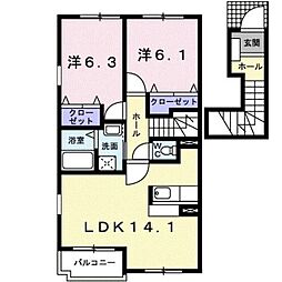 ヒルズ長坂上2 2LDKの間取図画像