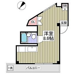 サンハイム ワンルームの間取図画像