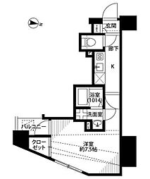 プレール・ドゥーク東京EAST 1Kの間取図画像