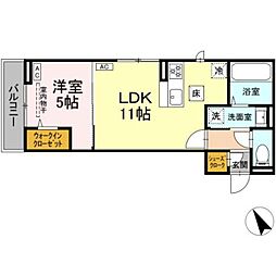 リューベ 1階1LDKの間取り