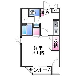オリエンタルパレス 4階1Kの間取り