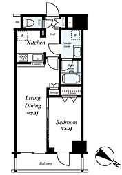 ＧＥＮＯＶＩＡ王子神谷ｓｋｙｇａｒｄｅｎ 3階2Kの間取り