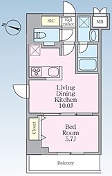 S-RESIDENCE板橋大山clair 1LDKの間取図画像