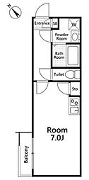 スカイウィング四つ木 1Kの間取図画像