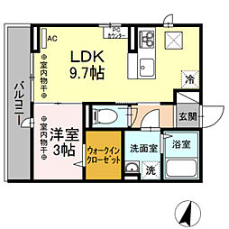 コートテラ 1LDKの間取図画像
