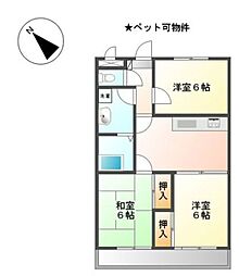 エクレール（松木） 2階3DKの間取り