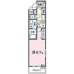 ヒカルサさいたま吉野 1Kの間取図画像