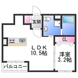 エルニド 1LDKの間取図画像