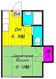 ハイツ昇栄 2階1DKの間取り
