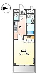 インホア南成瀬 2階1Kの間取り