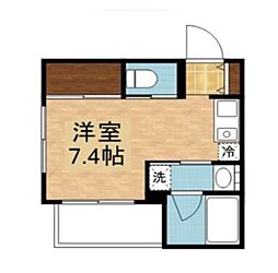 RUHE HAUS 1階ワンルームの間取り