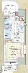 エステムプラザ愛宕虎ノ門レジデンス 1DKの間取図画像