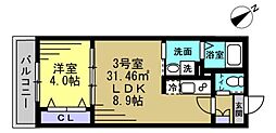 HD南柏 1LDKの間取図画像