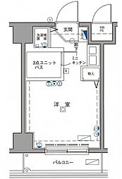ロワレール横浜西壱番館 ワンルームの間取図画像