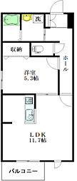 ザ・ティケイコート 1LDKの間取図画像