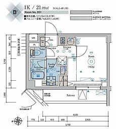 シーフォルム横濱桜木町 1Kの間取図画像