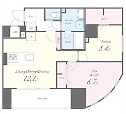 レジデンスホクサイ 4階1SLDKの間取り