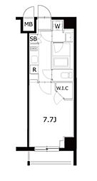 KDXレジデンス豊洲 8階1Kの間取り