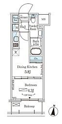 PARKAXIS森下 1DKの間取図画像